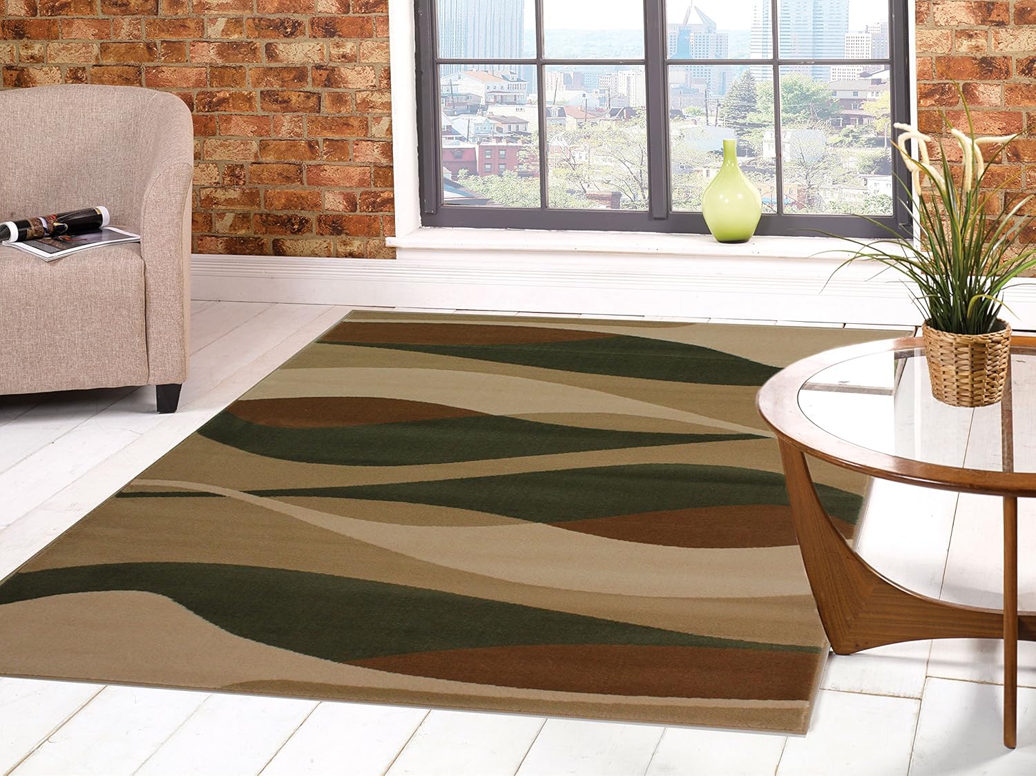 Flair Rugs Sincerity Modern Contour Rug, Green, 120 x 170 Cm Amazon.co