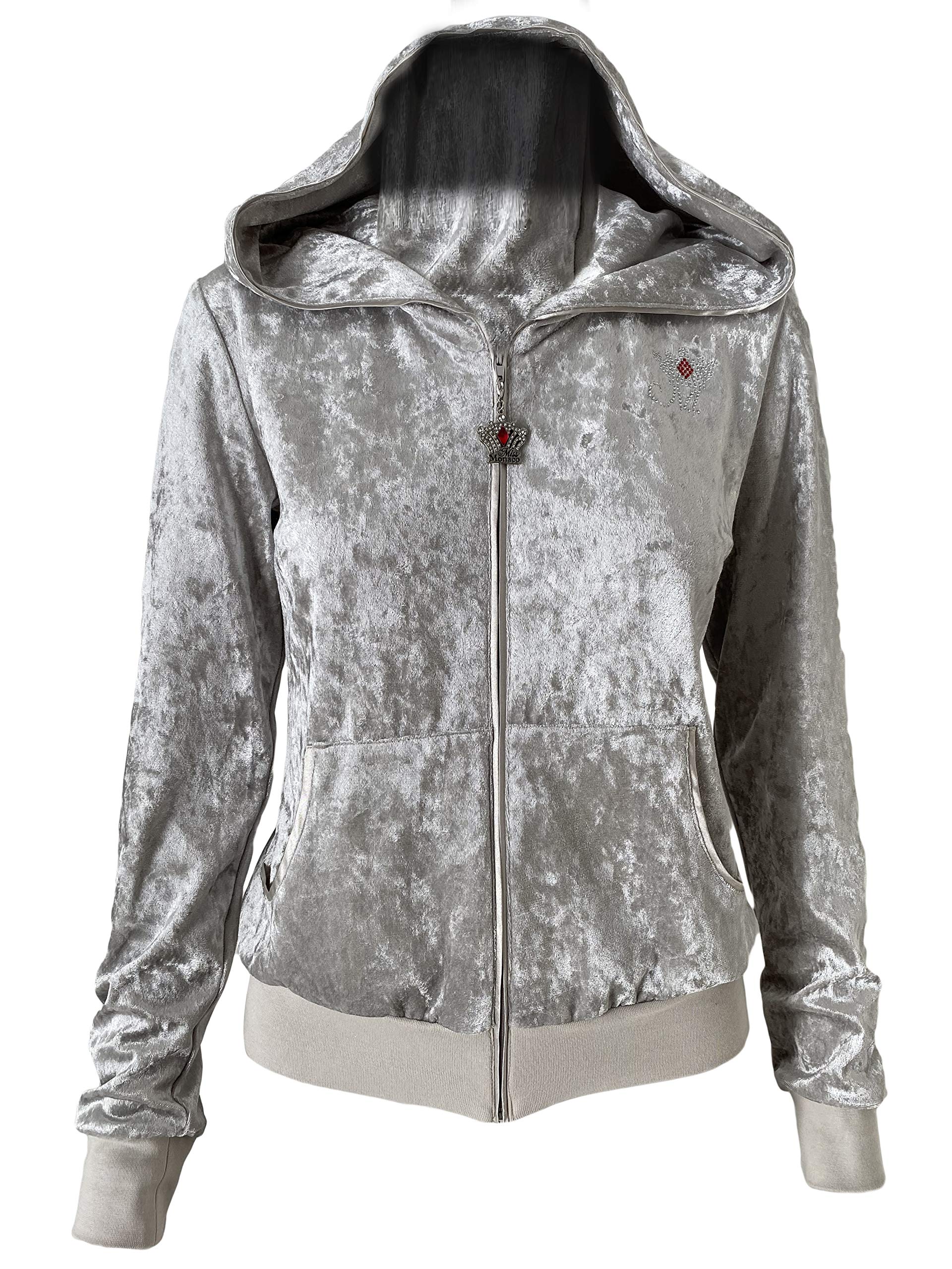 Miss Monaco Jacket Long Sleeve Zipper Casual Outwear Fashion Hooded with Two Side Pockets