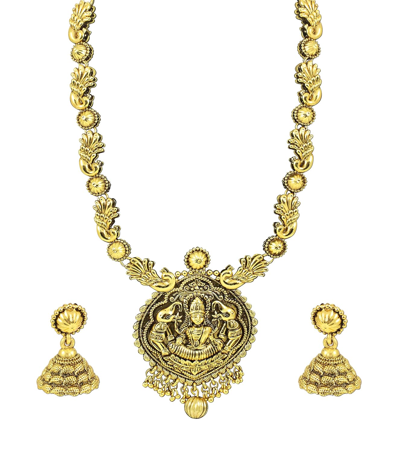 zaveri pearls goddess shilp shastra haram antique necklace set-zpfk4128