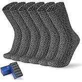 ICEIVY Socks for Men 5-6 Pairs Winter Warm Wool Crew Ankle Soft Thick Heated Thermal Socks Gifts For Men