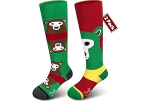OZAIIC Merino Wool Ski Socks Kids 2 Pairs, Winter Warm Knee High Snowboarding Thermal Skating Socks for Boys Girls Toddlers