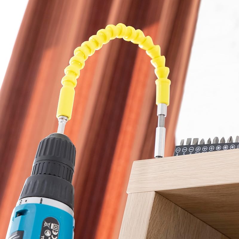 ® Extensor magnético flexível para chave de fendas, extensor de furadeira, ferramentas DIY, acessórios para chave de fendas, extensor rotativo de 360º, adaptadores para furadeira. Cor amarela