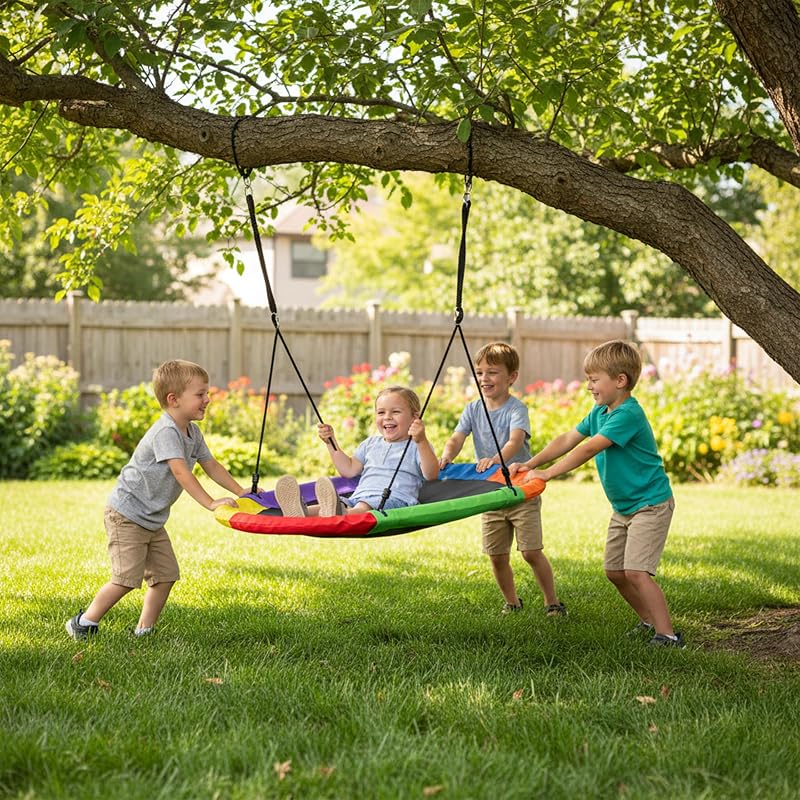 Columpio Nido Oval, niños y Adultos, 300 kg, XXL para Varios niños, 150 x 80 cm, Multicolor