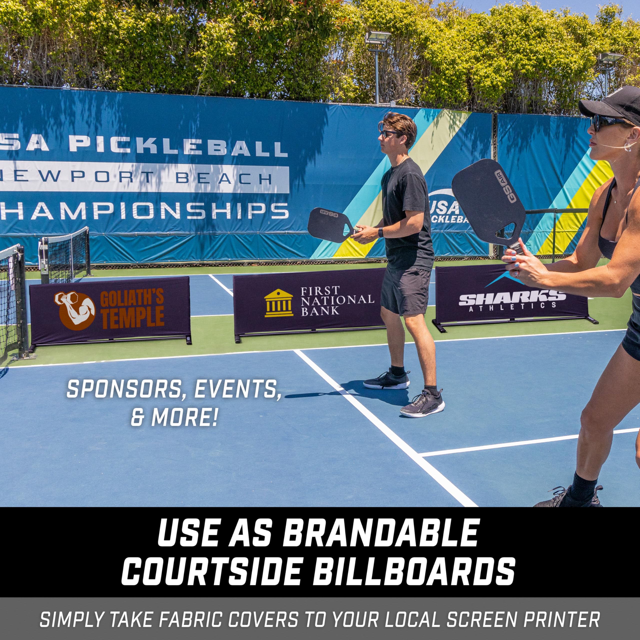 GoSports Pickleball Ball Barrier 3 Pack - Choose Brandable or Pre-Branded - Court Dividers for Pickleball Courts