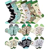 Halfchet 6 Pairs Tea Lover Socks for Women Novelty Cotton Crew Socks Tea Gift for Book Lovers Calm Lifestyle Birthday Favors