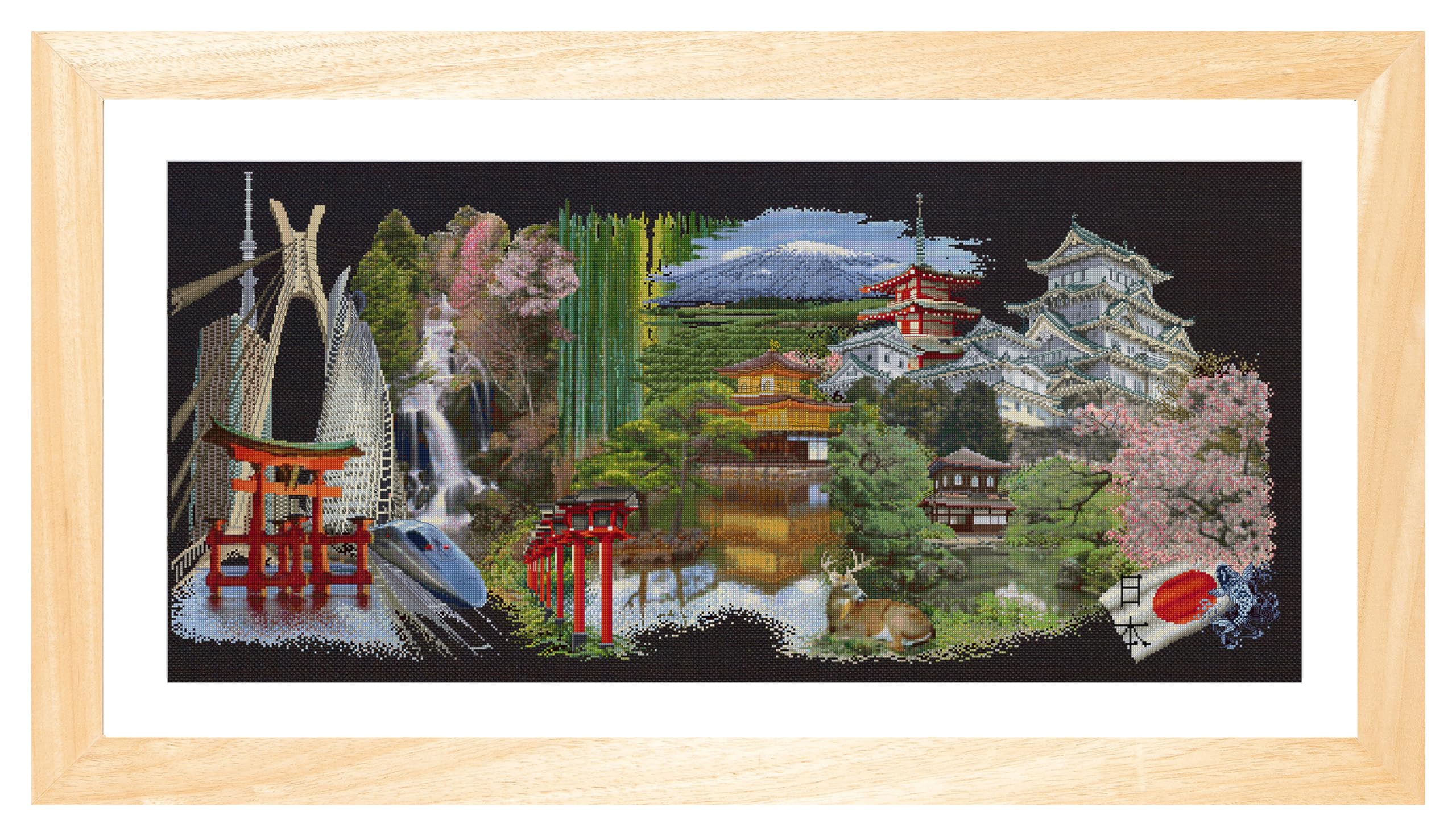 Thea Gouverneur - Counted Cross Stitch Kit - Japan Black - Aida Black - 18 Count - Embroidery Kit for Adults - DMC Embroidery Threads and Other Cross Stitch Supplies Included - 548.05