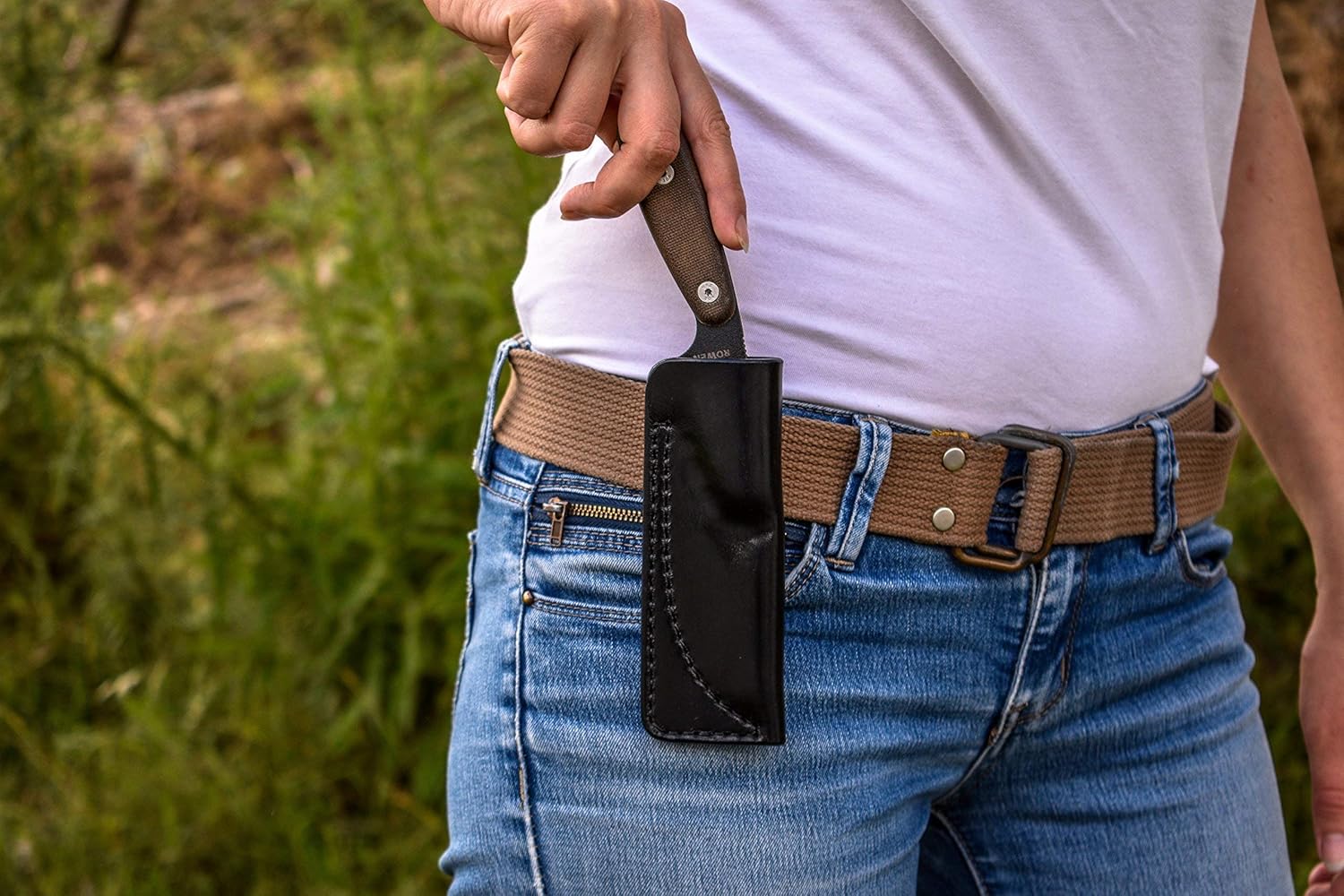 Custom Leather Belt Sheath for Esee Izula 2 , fixed knife