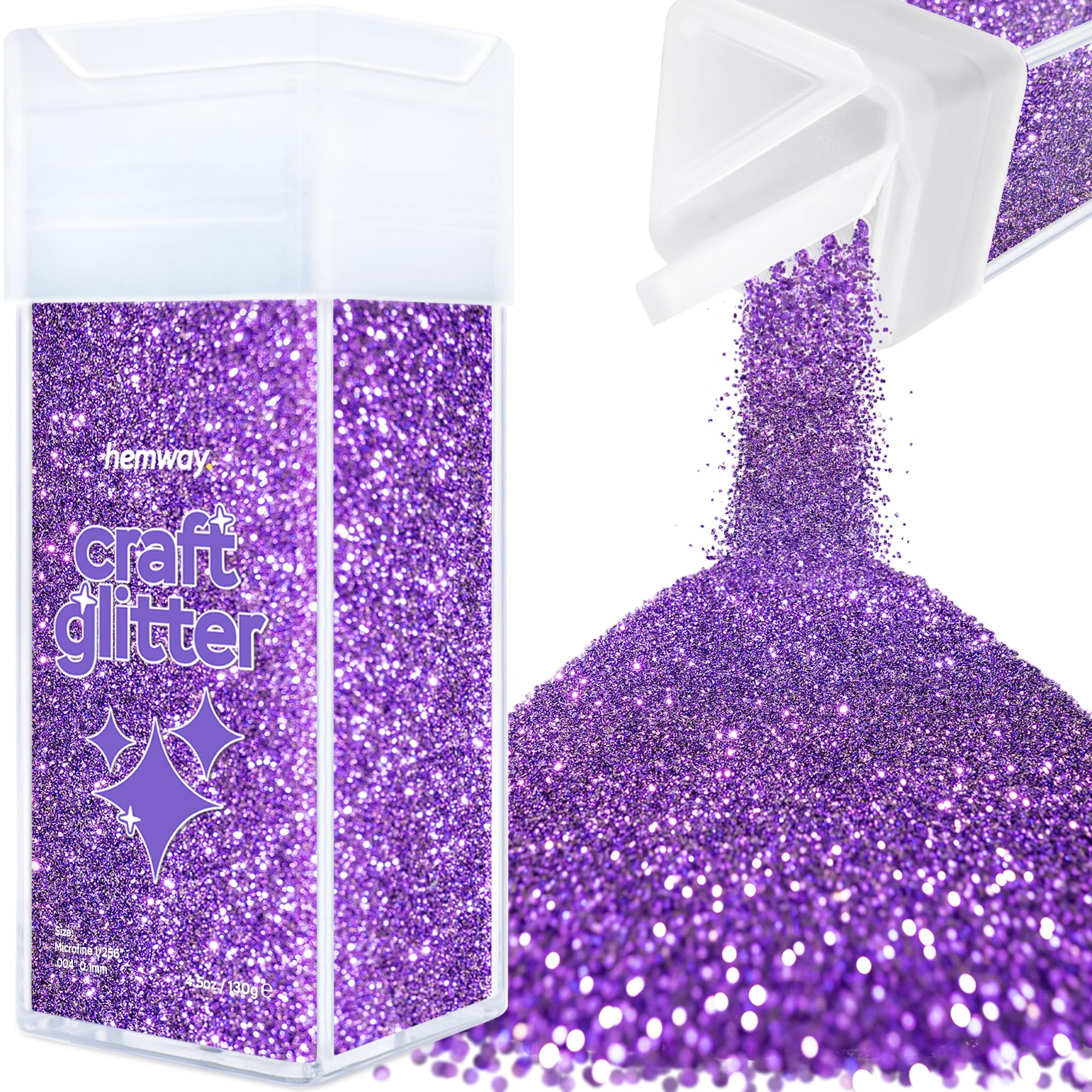 Hemway Glitter Shaker Purple 110g Microfine, Craft Glitter Shaker for Resin & Epoxy Crafts, Christmas Art Supplies, Nail, Body, Face, Eye, Festival, Crafting, Slime, Sparkle