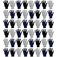48 Pairs Winter Magic Gloves, Bulk Warm Brushed Interior, Stretchy Assorted Mens Womens