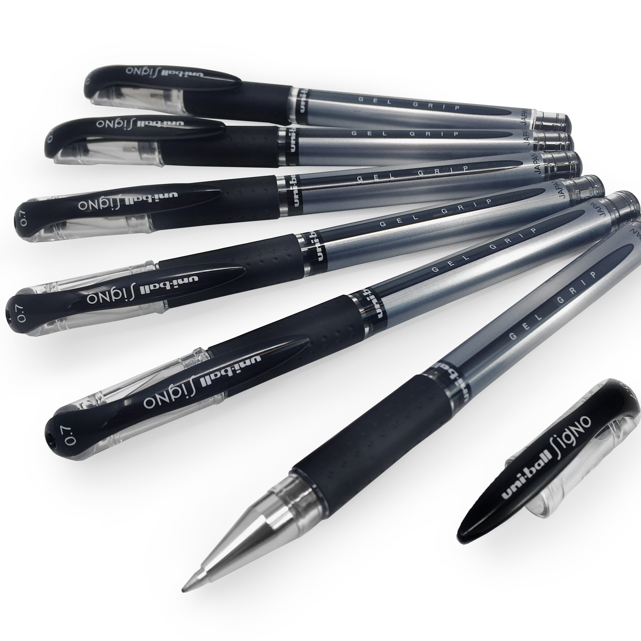 Uni-Ball UM-151S Signo Gel Grip Rollerball Pen – 0.7mm – Black – Pack of 6