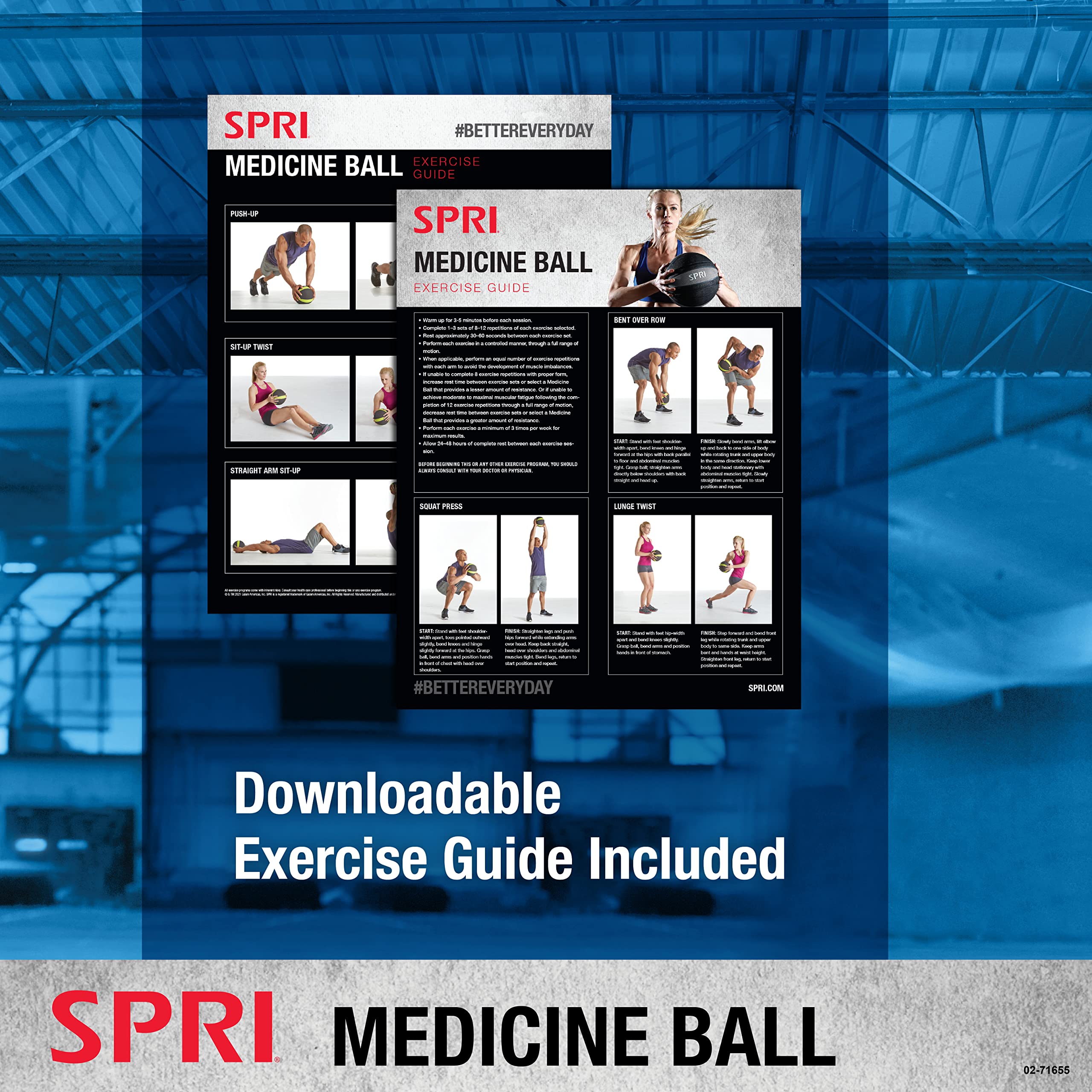 SPRI Medicine Ball - Exercise Workout Ball for Endurance Training - Thick Walled Heavy-Duty Textured Surface, Easy-to-Read Weight Label - Multi-Use Fitness Tool - Durable Construction