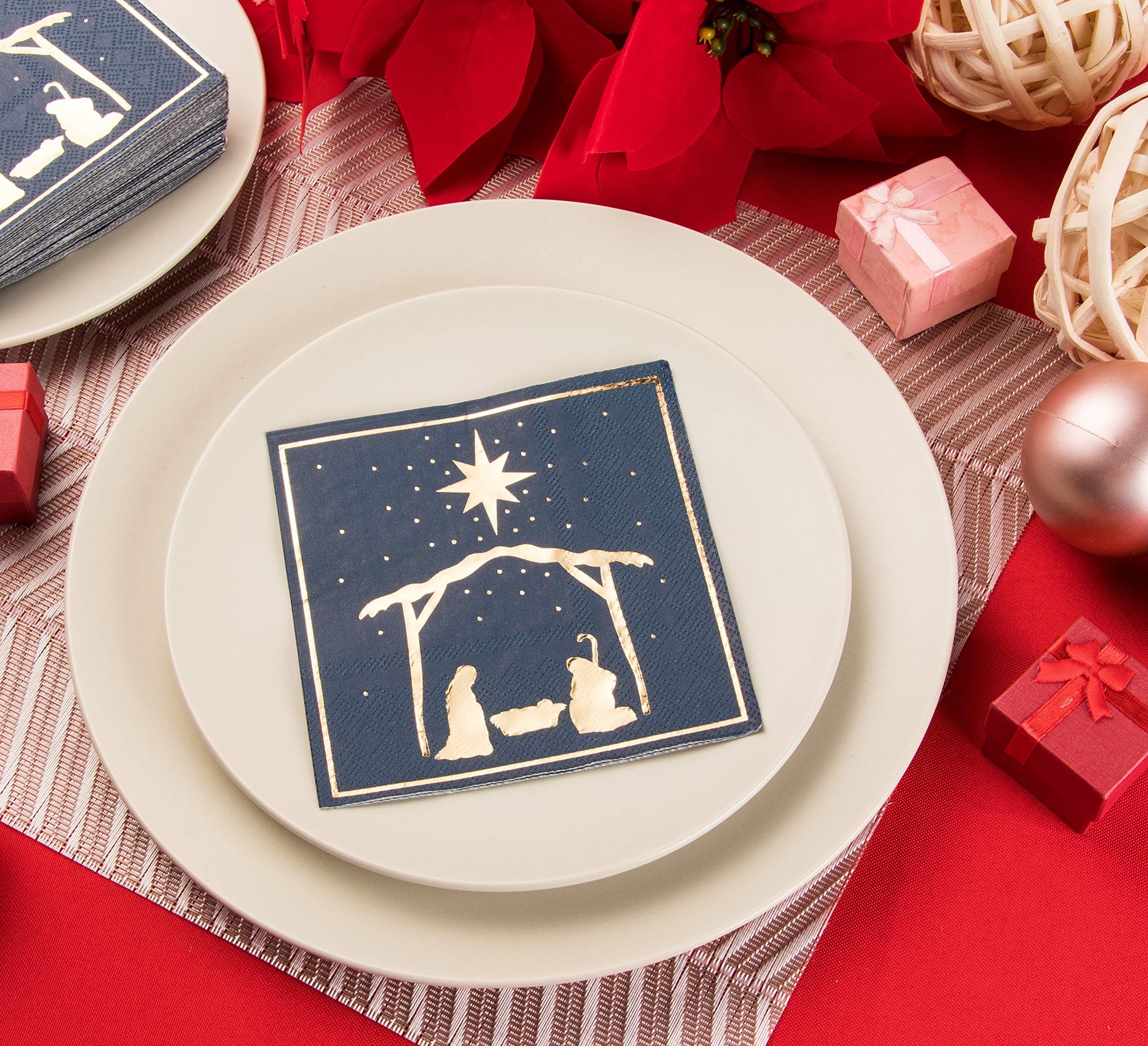 Cocktail Napkins 50Pack Disposable Paper Napkins, Christmas Holidays