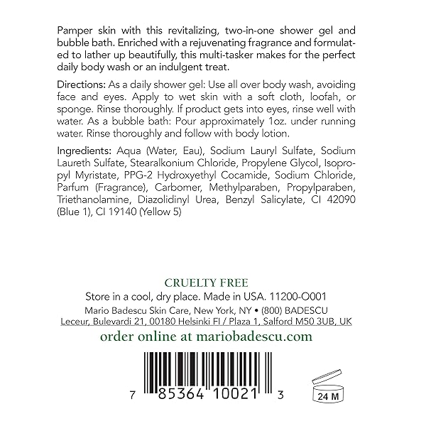 MARIO BADESCU SEAWEED BUBBLE BATH & SHOWER GEL – 2-IN-1 DAILY MOISTURIZING BODY WASH FOR MEN AND WOMEN – BODY CARE ENRICHED WITH MARINE-LIKE FRAGRANCE – REVITALIZES SKIN FROM HEAD TO TOE, 16 FL OZ