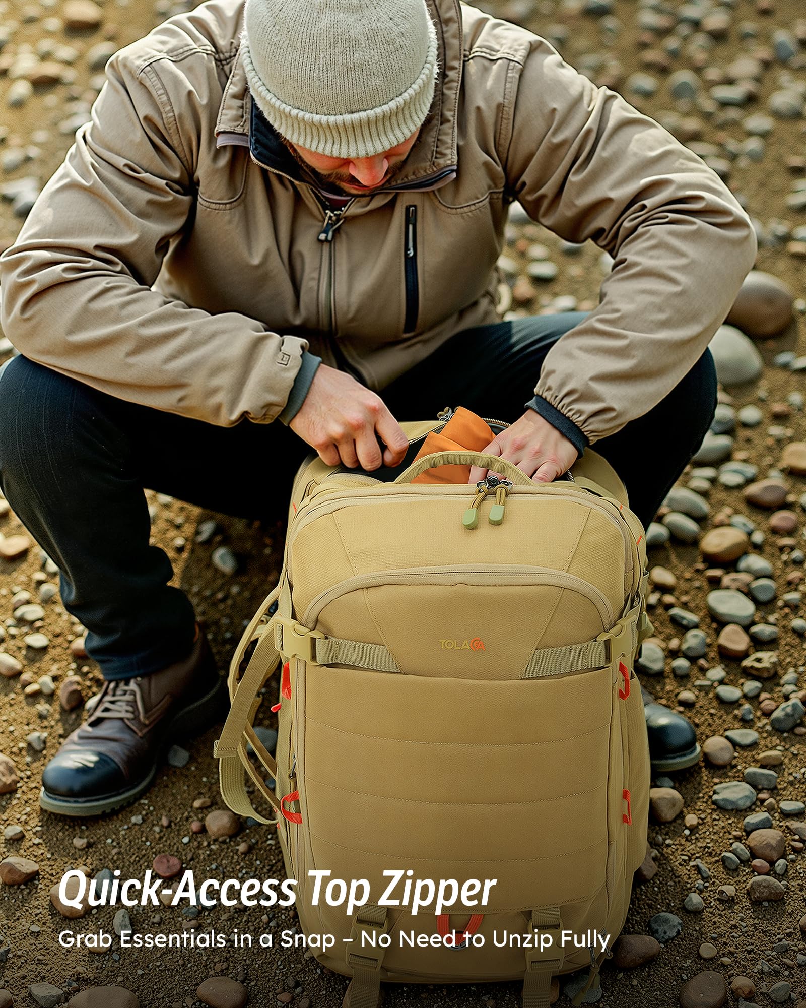 Tolaccea Carry on Travel Backpack, TSA Friendly Flight Approved Personal Item Duffle Bag for Men Women with Dual Laptop Storage for 17.3