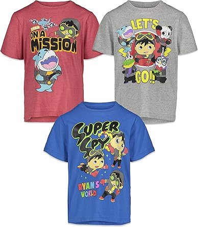 blue and red graphic tee