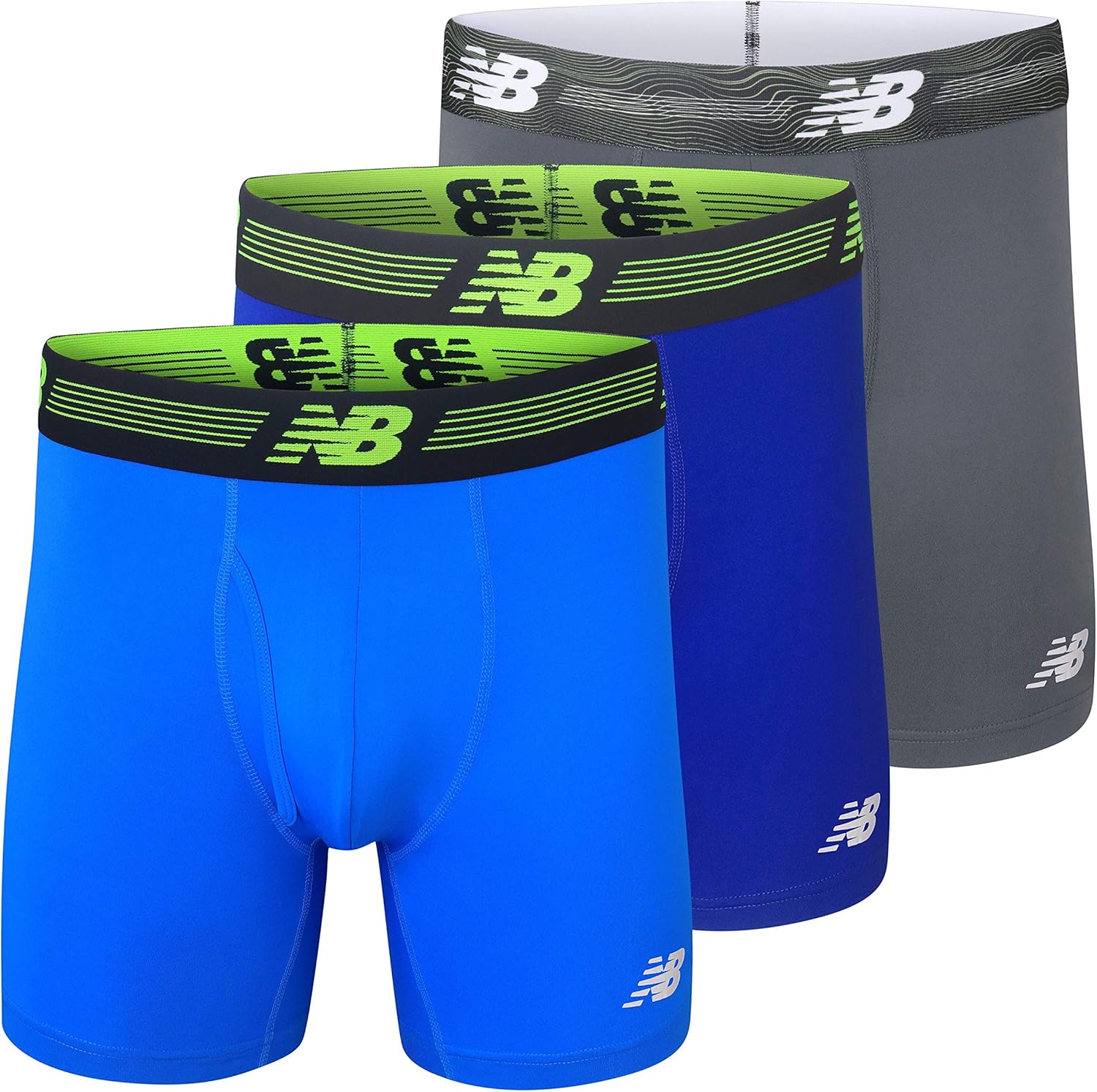 New Balance Men's 6" Boxer Brief Fly Front with Pouch, 3-Pack of 6 Inch Tagless Underwear: Clothing