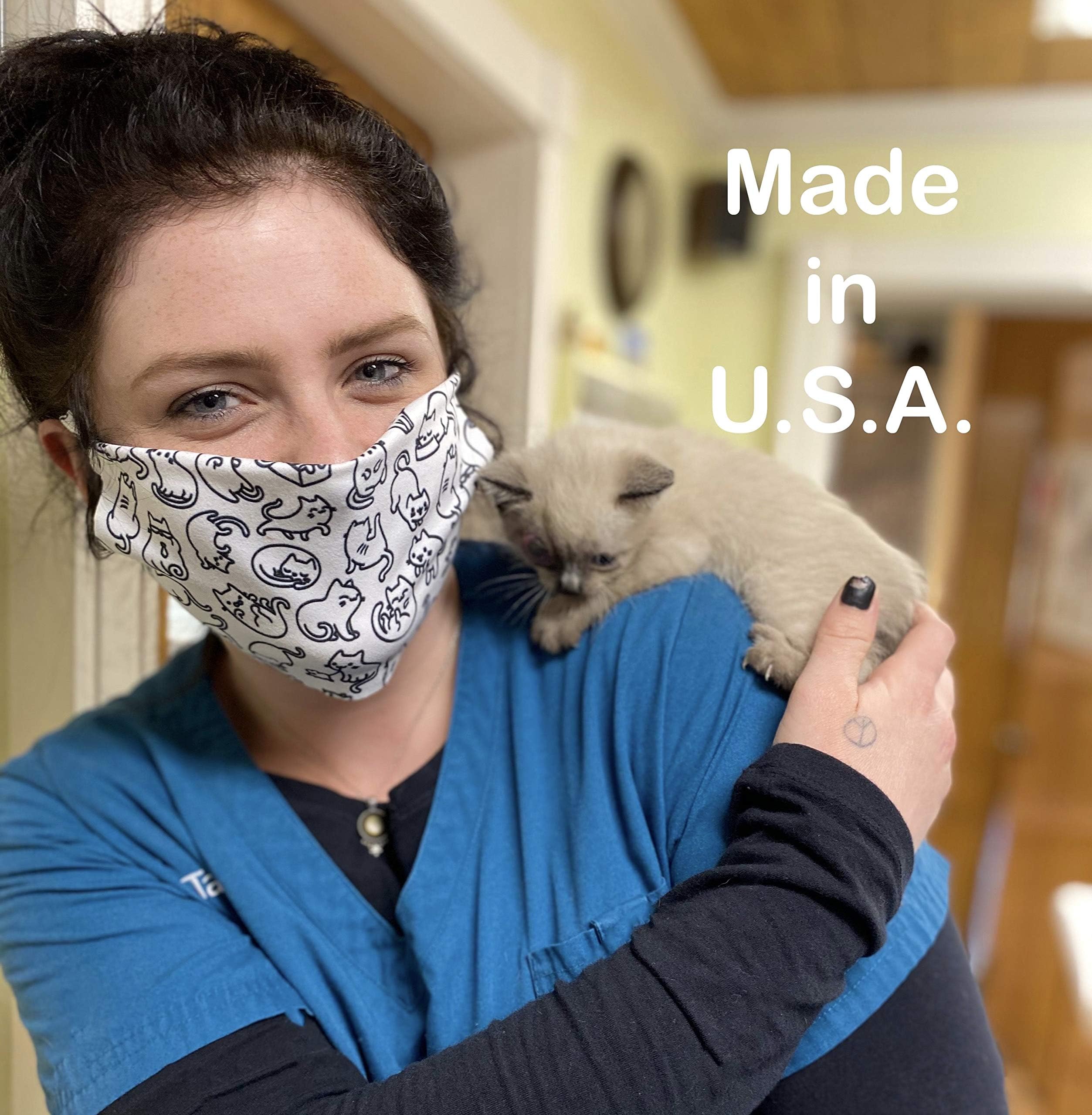 Face Mask - Poly Stretch Face Wrap Cover, Washable and Reusable, Debris Blocking, Outdoor Use, Comfortable To Wear All Day, Made in U.S.A. (3, CAT)