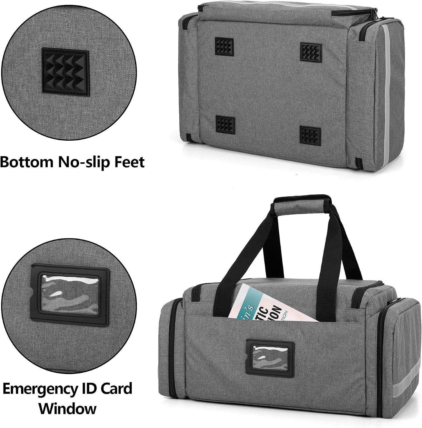 Trunab First Aid Bag Empty, Large Medical Bag with Inner Dividers for Home Health Nurse Doctor, Community Care, EMT, EMS - Image 4