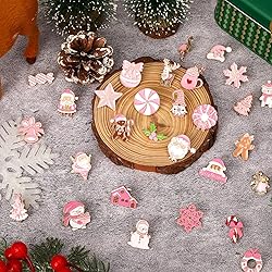 SANNIX 60Pcs Pink Christmas Pins, Christmas Lapel