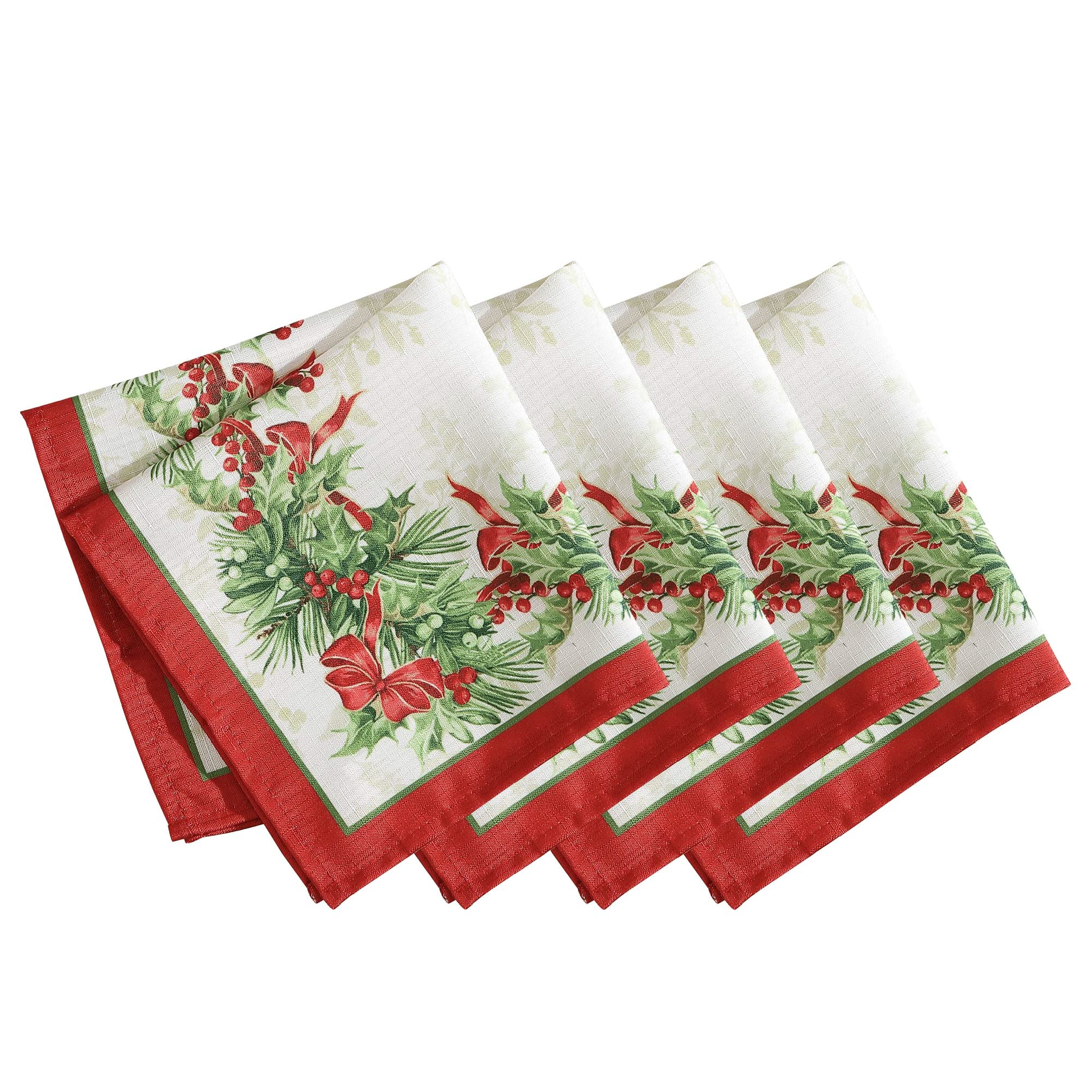 Elrene Home Fashions Holly Traditions Fabric Tablecloth