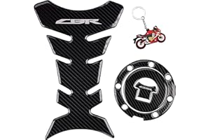 REVSOSTAR Real Carbon Look, Fuel Gas Tank Cap, Protector Pad, Tank Pad Decal Stickers, Tank Protector with Keychain for CBR600RR 2003-2015 CBR1000RR 2004-2015, 3PCS Per Set (SILVER)