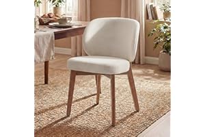 Kidol & Shellder Dining Chair with High Back Single Mid Century Modern Kitchen Chair Boucle Fabric Upholstered Armless Chair 