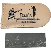 Genuine Arkansas Hard (Fine) Pocket Knife Sharpening Stone Whetstone 3" x 1" x 1/4" in Leather Pouch FAP-13A-L