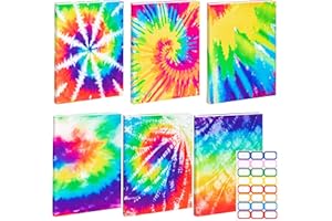 BeYumi 6Pcs Colorful Tie Dye Pattern Book Covers Stretchable Jumbo Fabric Book Sleeve Covers Washable Durable Reusable Nylon Book Covers Protector for Hardcover Textbooks Notebook up to 9x11 Inch