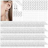 600 Pcs Hypoallergenic Earring Hooks Kit, Ear Wires Fish Hooks Silver Fish Hook Ear Wires with Earring Backs and Jump Rings for DIY Jewelry Making