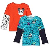 Amazon Essentials Disney | Marvel | Star Wars Boys and Toddlers' Long-Sleeve 2-in-1 T-Shirts, Pack of 2