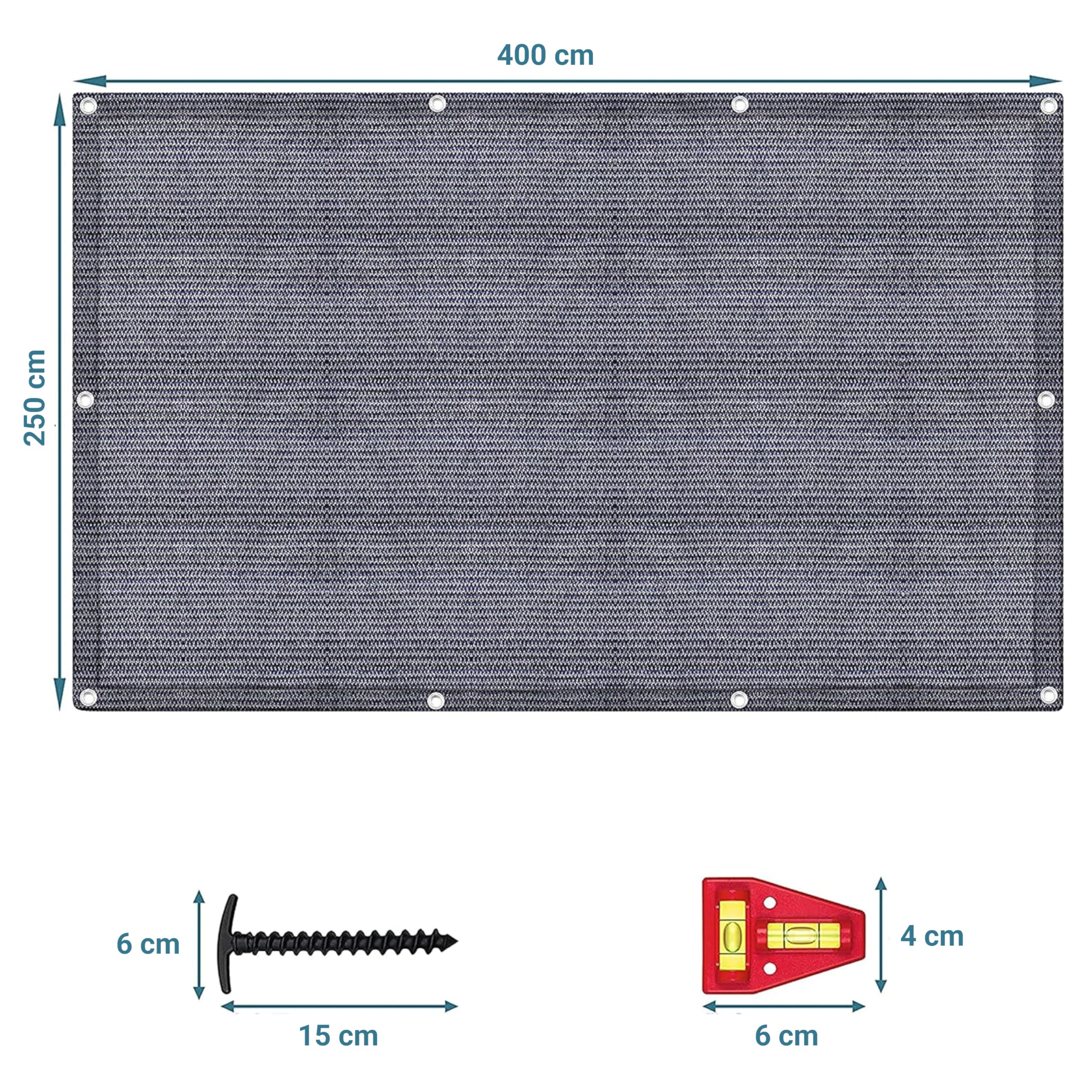 smartpeas Vorzeltteppich 250x400 cm - Camping Outdoor Teppich Blau/Grau - Camping Vorzeltteppich ist Aus Polyethylen (HDPE) Mit Edelstahl-Ösen Robust und Waschbar 2