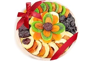EMPIRE DELIGHTS Dried Fruit Gift Basket – Gourmet Dry Fruit Tray in Wooden Platter – Healthy Snack Food Gift Basket for Women and Men – Perfect for Birthday, Holiday, Corporate, Thank You Present