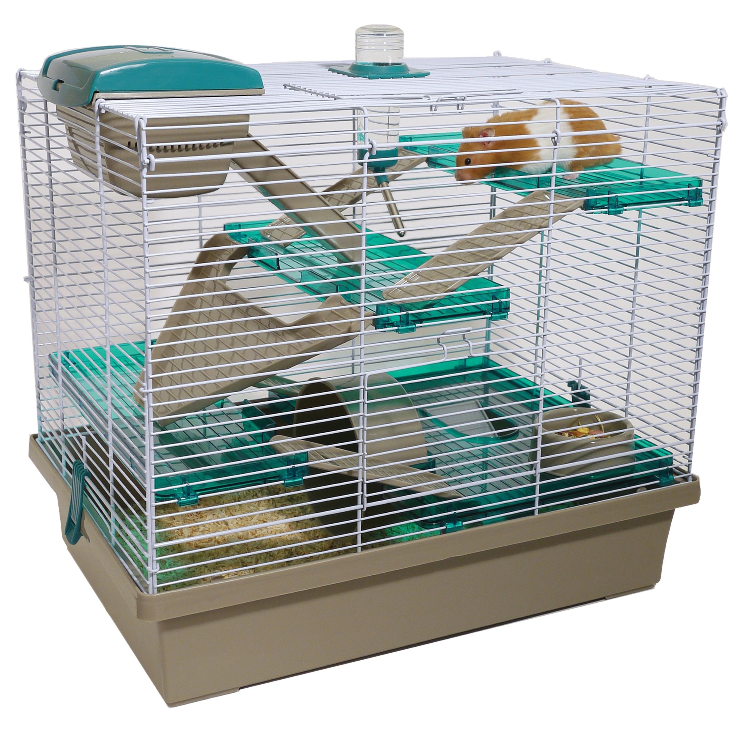 Rosewood Pico Hamster Cage, Extra Large, 5 Tier, with Water Bottle, Food Dish & Exercise Wheel, Teal (50 x 36 x 47 cm)