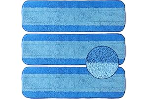 ZHAYAO 3 Pack Microfiber Cleaning Pads for Bona Mop, Reusable Microfiber Mop Pads for 18 Inch Mop, Hardwood & Hard Surface Floors Replacement Cleaning Mop Pads, Machine Washes