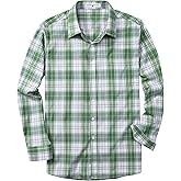 MUSE FATH Mens Long Sleeve Plaid Casual Shirts Soft Button Down with Pocket