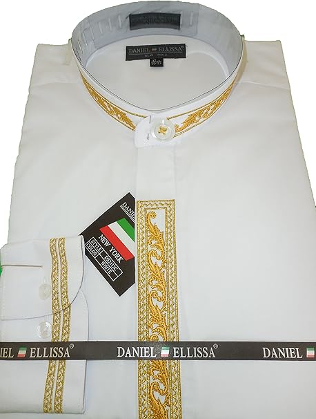 mens white embroidered dress shirt