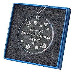 Personalized Crystal First Christmas Ornament with