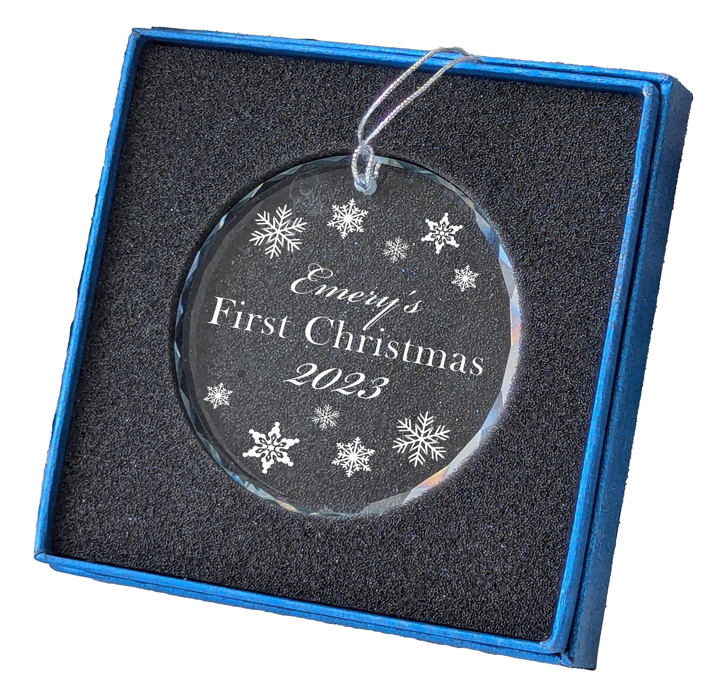 Personalized Crystal First Christmas Ornament with