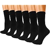 Winterlace Womens Soft Bamboo Rayon Viscose Dress Socks, 6 Pairs Trouser Socks Premium Thin Crew Socks Bulk Pack