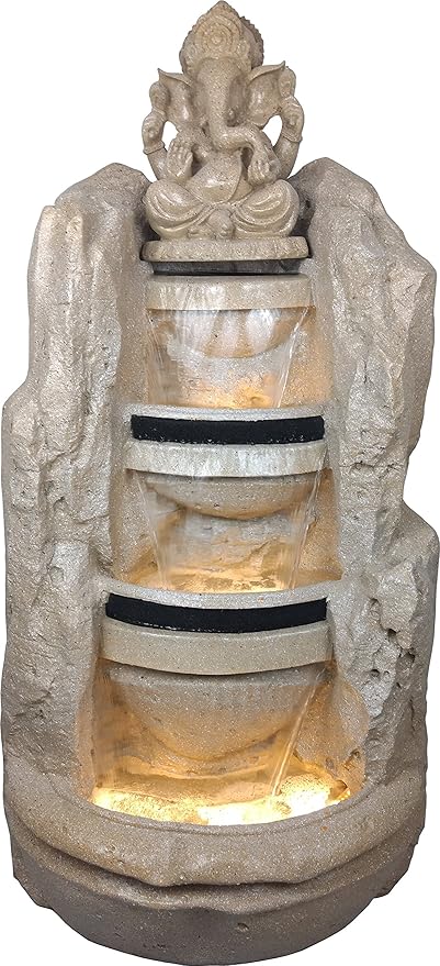 Kaarigari Artifacts Rock Pahad(Mountain) Lord Ganesh Water Fountain for Home D