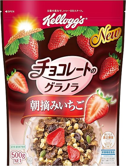 Amazon ケロッグ チョコレートのグラノラ 朝摘みいちご 500g 6袋 ケロッグ 食品 飲料 お酒 通販