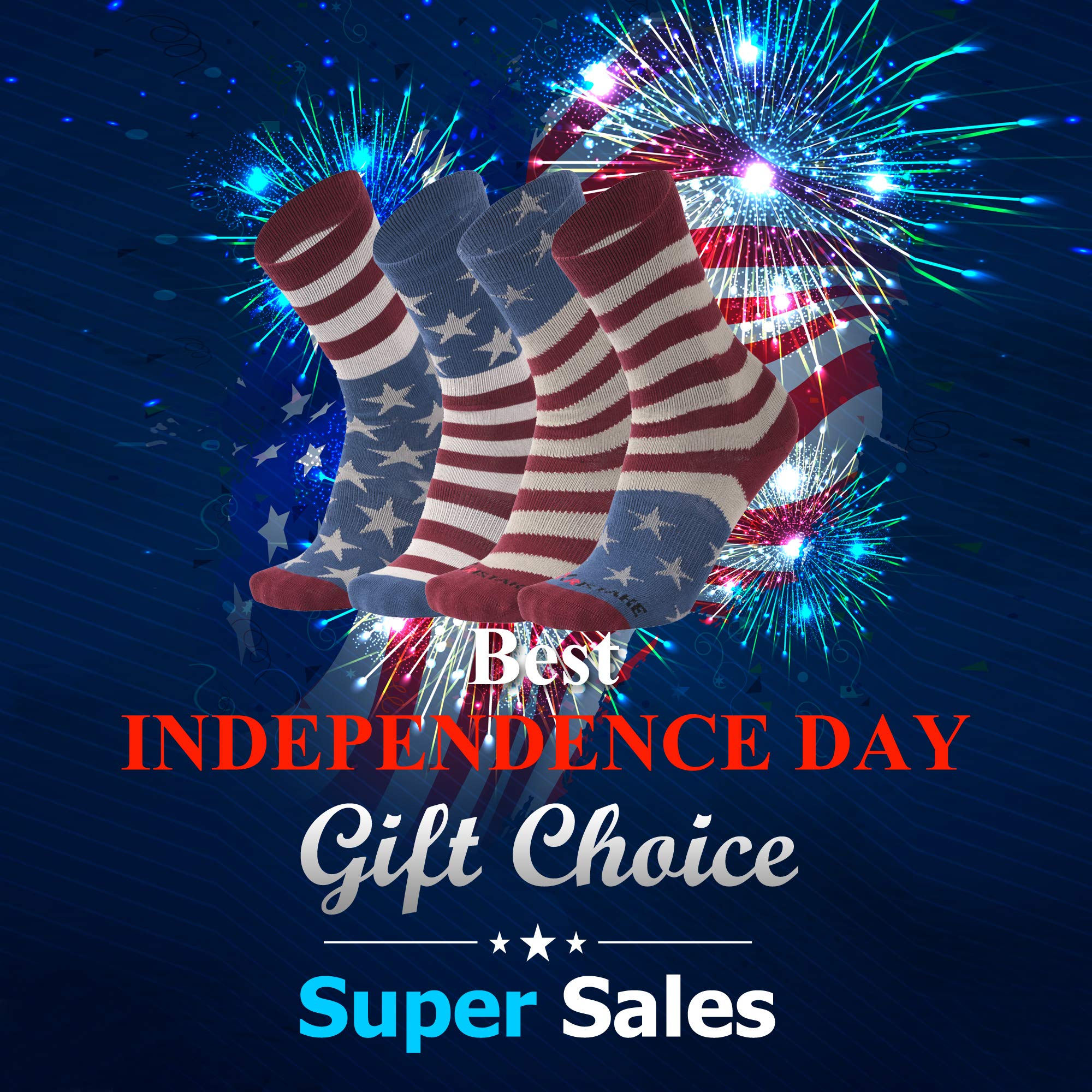 Ristake Mens Flag Dress Novelty Cotton Crew Moisture Wicking Socks