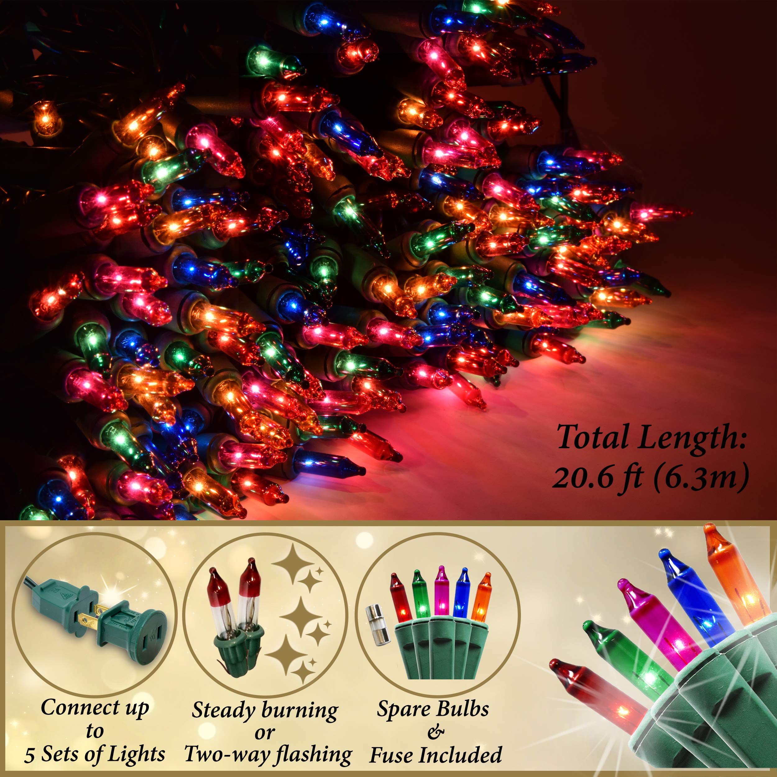 Holiday Essence 100 MultiColor Christmas Lights with Green Wire