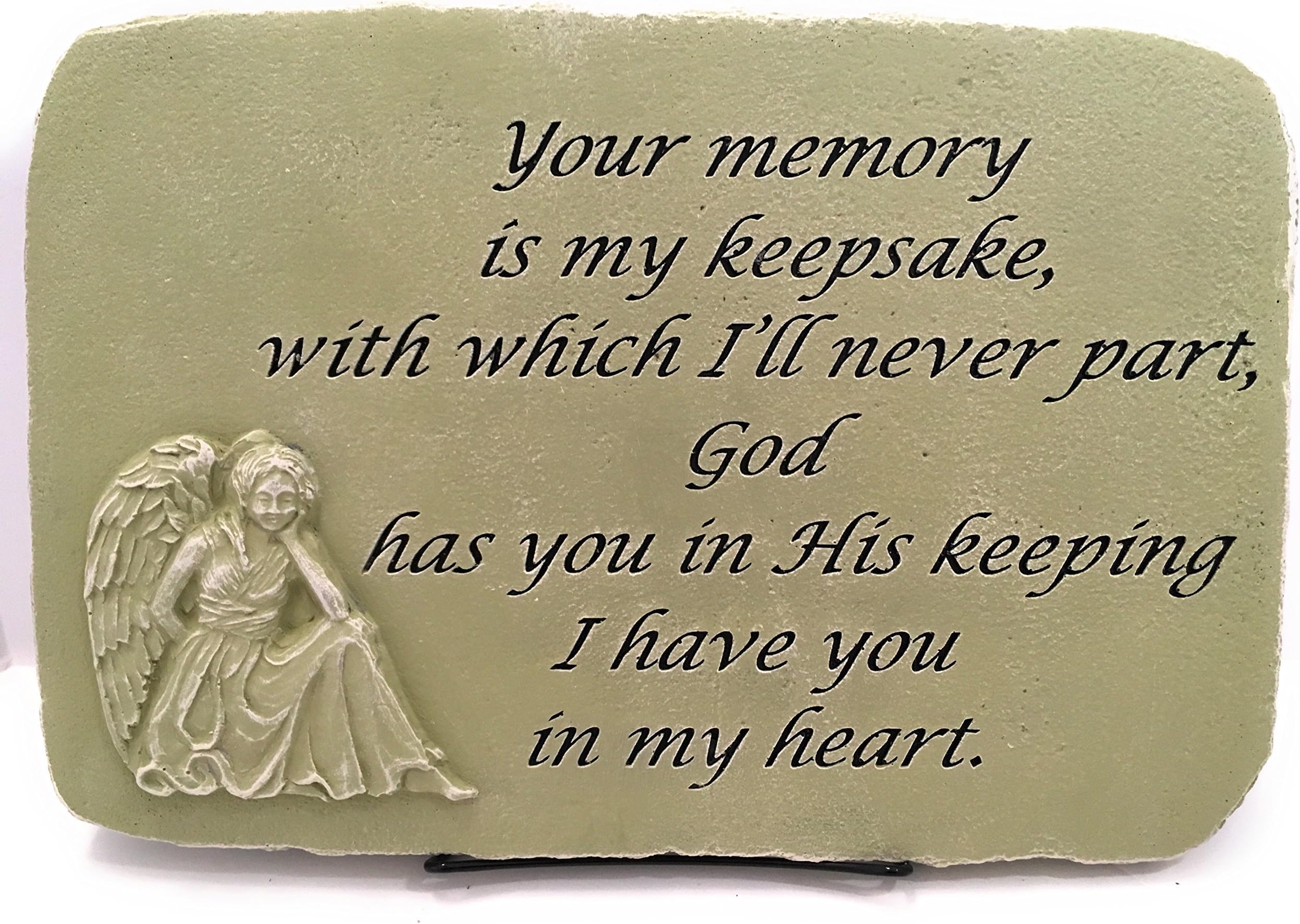 Kay Berry Your Memory My Keepsake; Memorial Stone Sympathy Gift Angel; 10x15 English Ivy; With Stand