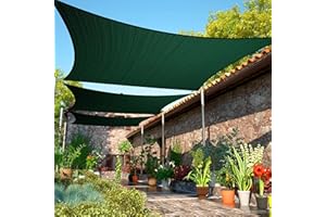 ShadeMart 14' x 14' Green Sun Shade Sail Square SMSLR Canopy Fabric Cloth Screen, Water and Air Permeable & UV Resistant, Heavy Duty, Carport Patio Outdoor - We Customize Size