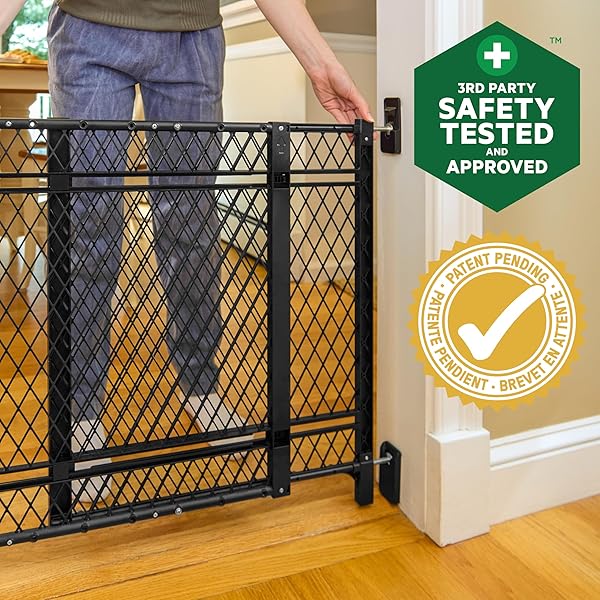 INGENUITY DOORWAY 42W SERIES DOG AND BABY GATE, INDOOR OUTDOOR, WON’T RUST OR FADE, PLASTIC PANEL, FITS 23-42″ OPENINGS, 24” TALL
