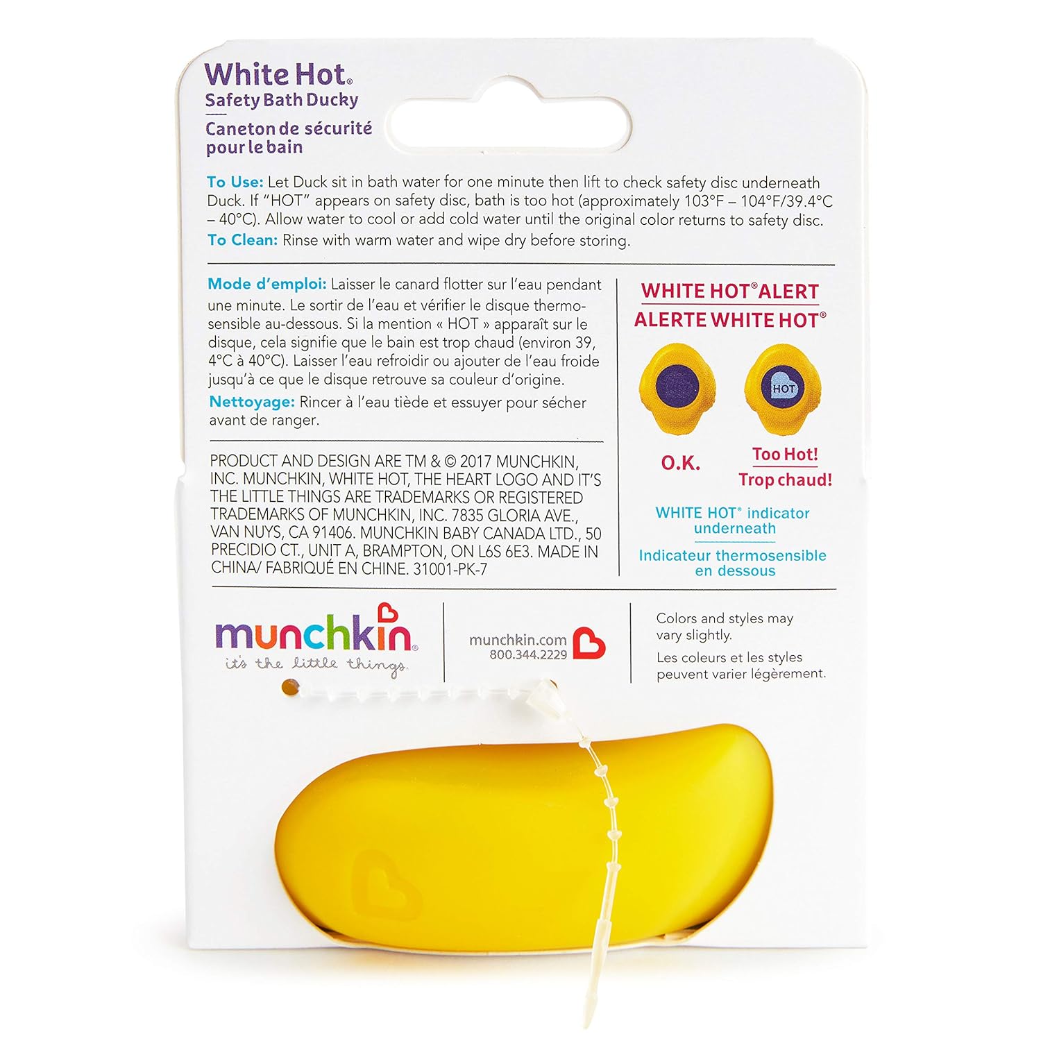 Munchkin White Hot Safety Bath Ducky : Bathtub Toys : Baby