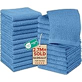 Utopia Towels 24 Pack Cotton Washcloths Set, 100% Ring Spun Cotton, Premium Quality Flannel Face Cloths, Highly Absorbent and Soft Feel Fingertip Towels, Electric Blue