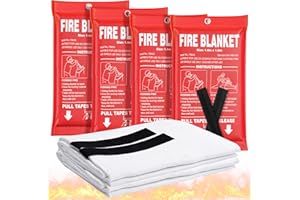 Andyssey Fire Blanket 4 Pack - 40" x 40" Prepared Emergency Fire Blanket for Home and Kitchen, RV, Grill, Fireplace, Safe & Easy for Young Adults and Elderly Living Alone