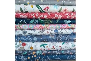 LMAEZNER 10Pcs 25 * 25cm Cotton Fabric DIY Making Supplies Quilting Patchwork Fabric Fat Quarter Bundles DIY for Quilting Cotton Patchwork Cushions (10pcs Mix, 25 * 25cm)